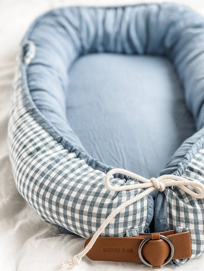 Cover Only - Blue Linen & Gingham - Audrey & Me
