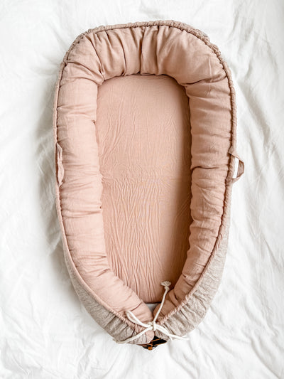 Baby Nest - Dusty Pink Linen & Stripe - Audrey & Me