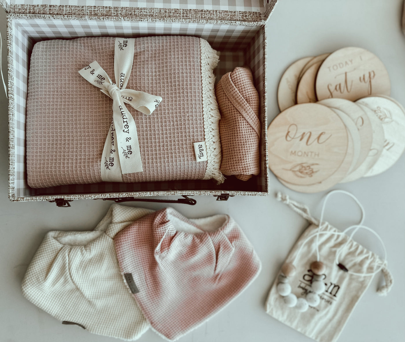 Baby Waffle Blanket Gift Box - Girl - Audrey & Me