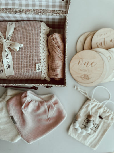 Baby Waffle Blanket Gift Box - Girl - Audrey & Me