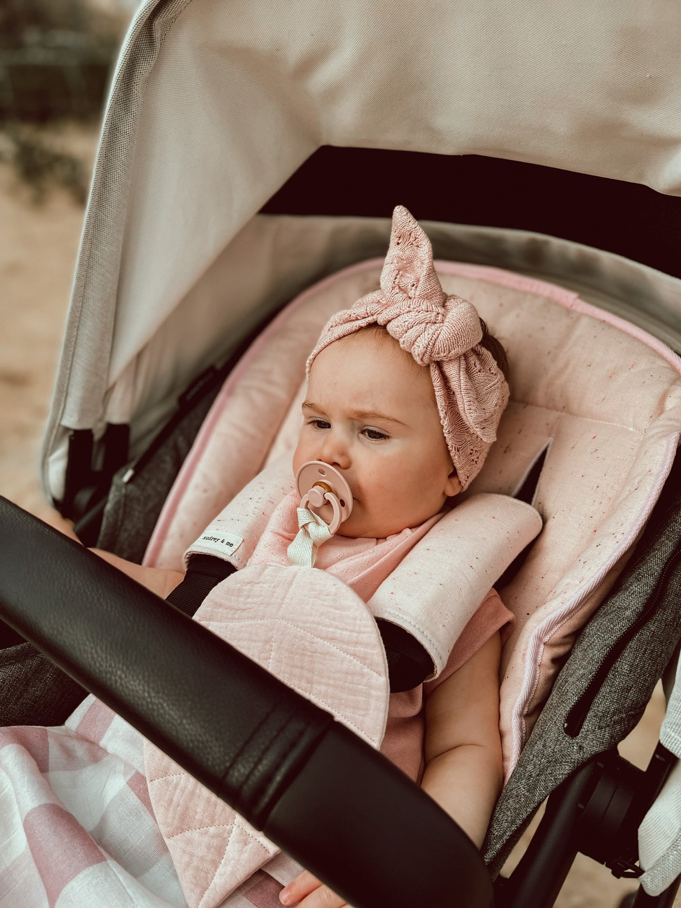 Pram Liner - Linen Strawberry Smoothie - Audrey & Me
