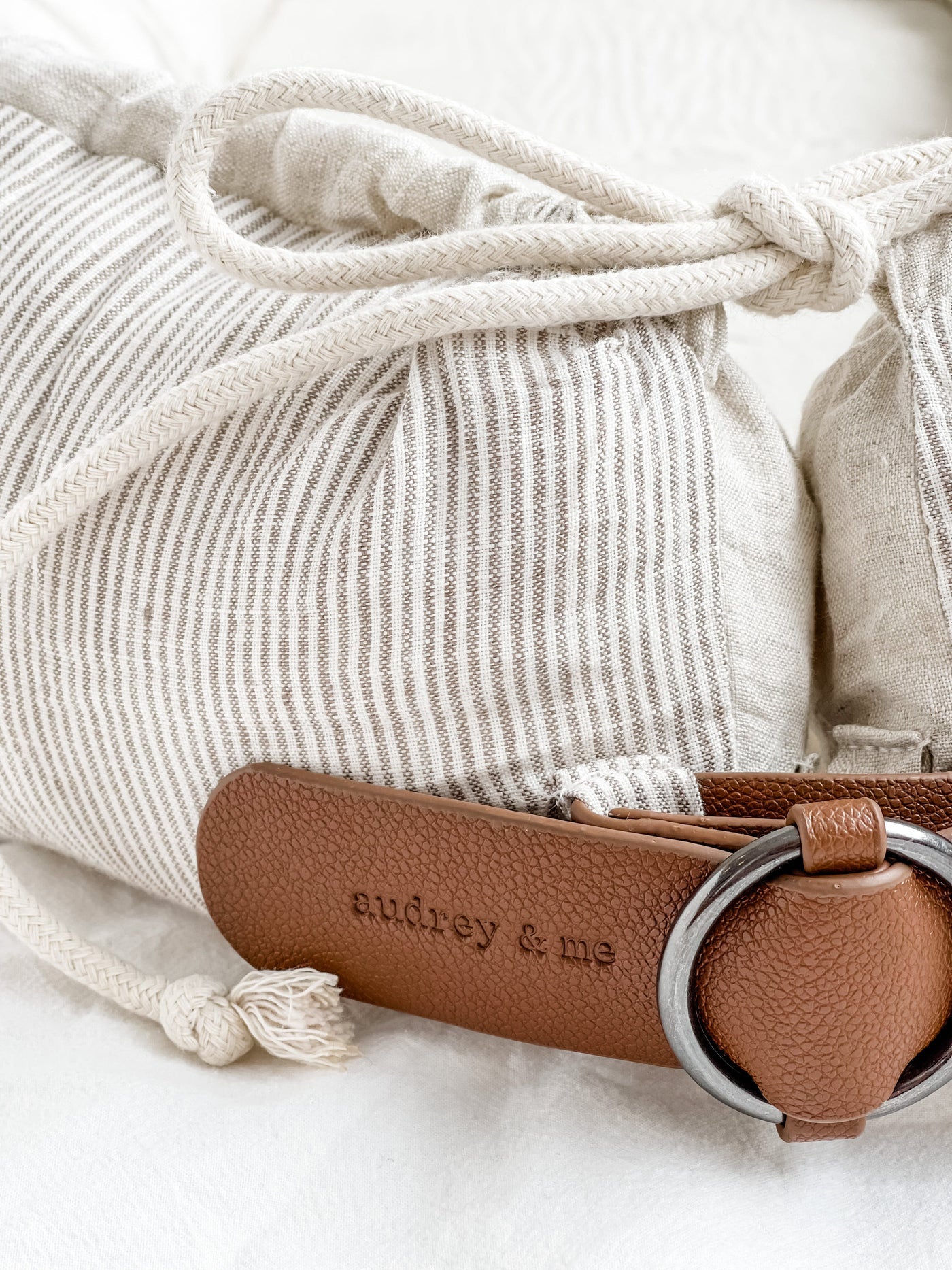 Cover Only - Natural Linen & Stripe - Audrey & Me