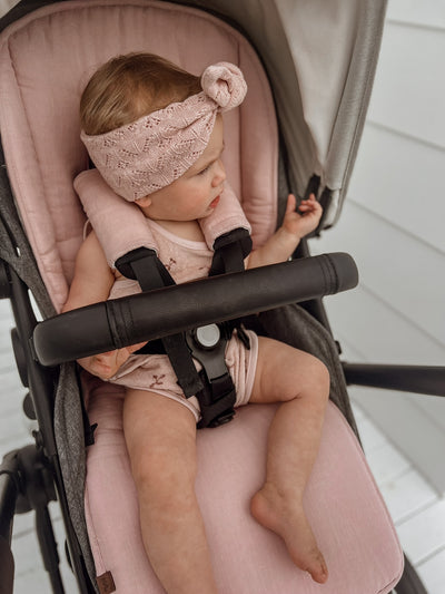 Travel Pram Liner - Dusty Blush Gingham & Dusty Blush Linen - Audrey & Me
