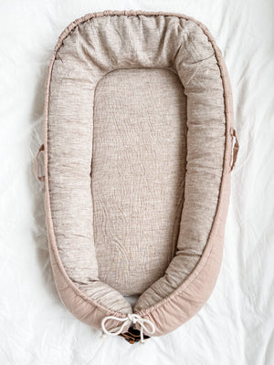 Baby Nest - Dusty Pink Linen & Stripe - Audrey & Me