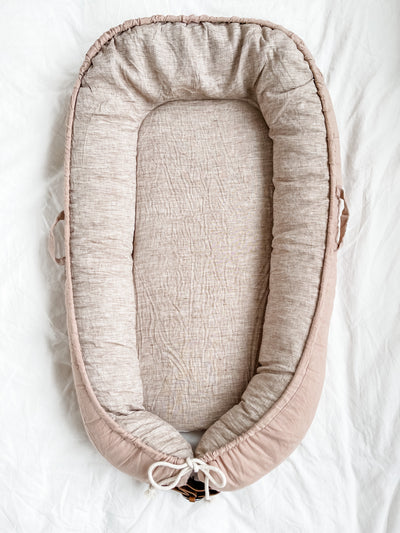 Baby Nest - Dusty Pink Linen & Stripe - Audrey & Me