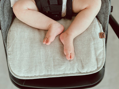 Natural & Sand Stripe Linen Pram Liner - Audrey & Me