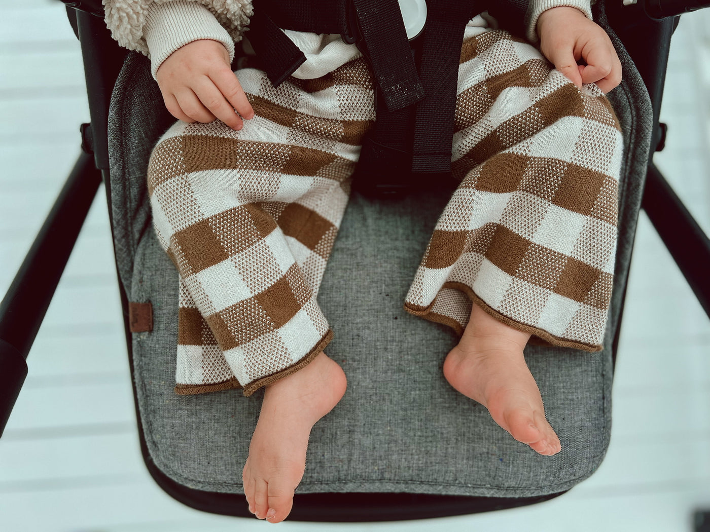 Speckled Charcoal & Black Gingham Linen Pram Liner - Audrey & Me