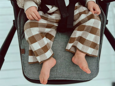 Speckled Charcoal & Black Gingham Linen Pram Liner - Audrey & Me