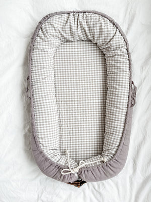Cover Only - Stone Linen & Gingham - Audrey & Me