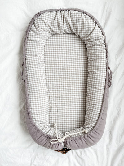 Cover Only - Stone Linen & Gingham - Audrey & Me