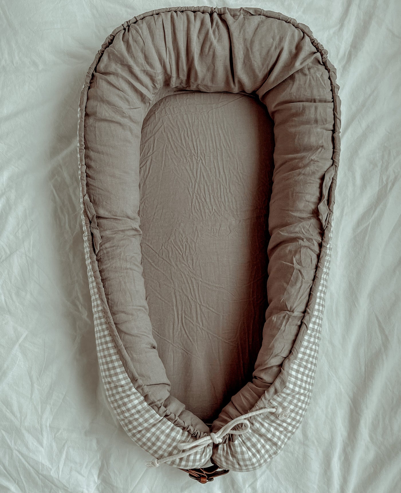 Baby Nest - Stone Linen & Gingham - Audrey & Me