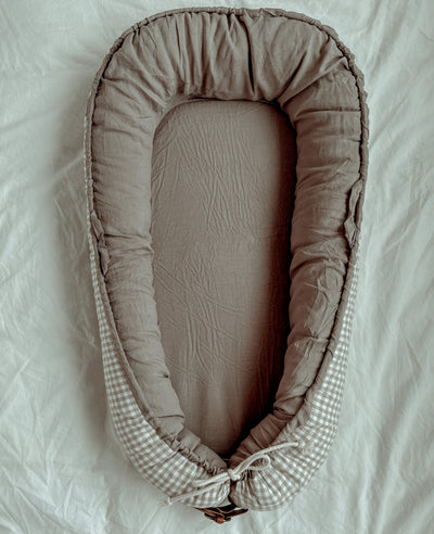 Baby Nest - Stone Linen & Gingham - Audrey & Me