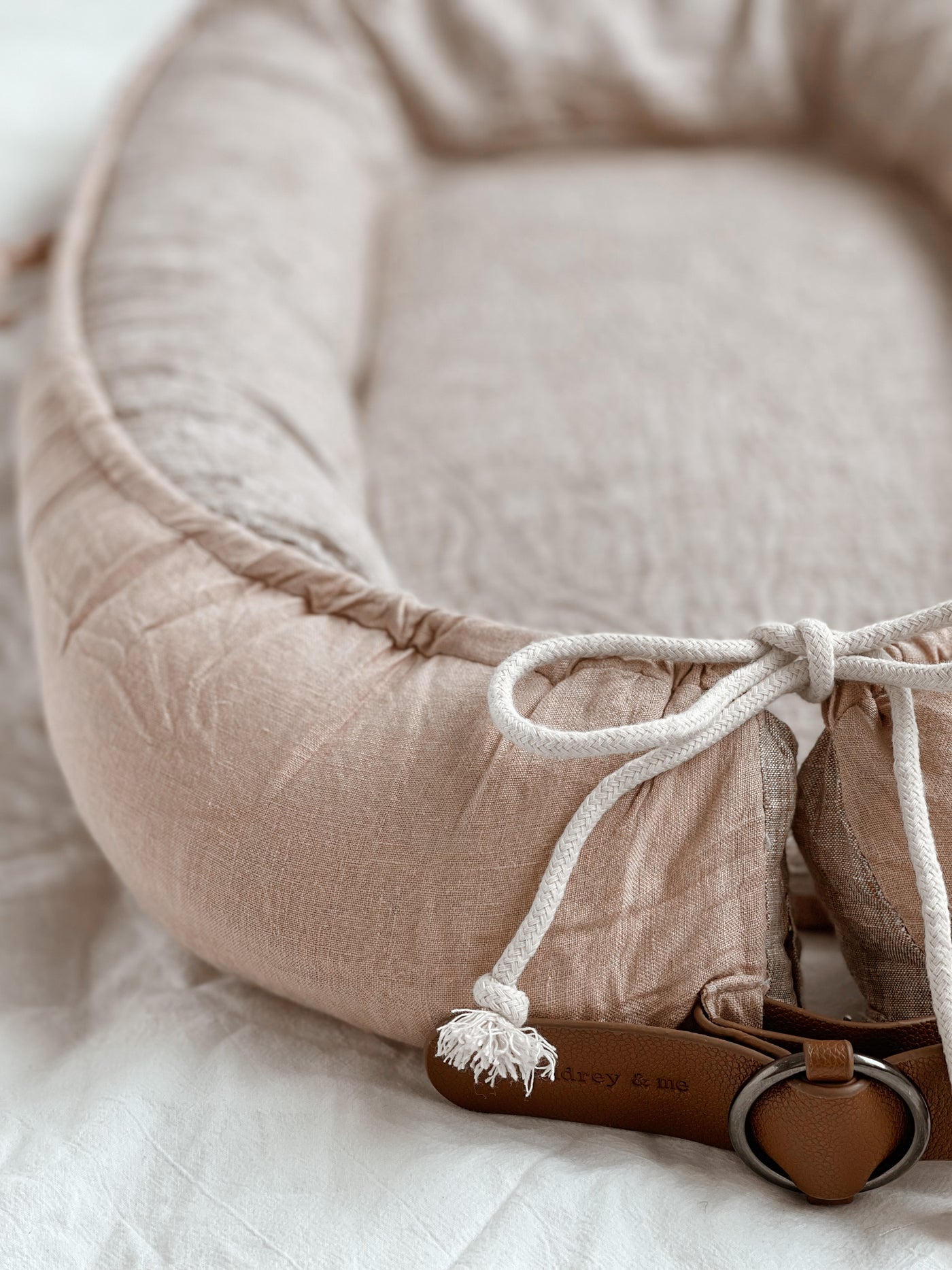 Baby Nest - Dusty Pink Linen & Stripe - Audrey & Me