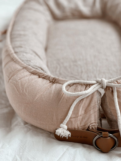 Baby Nest - Dusty Pink Linen & Stripe - Audrey & Me