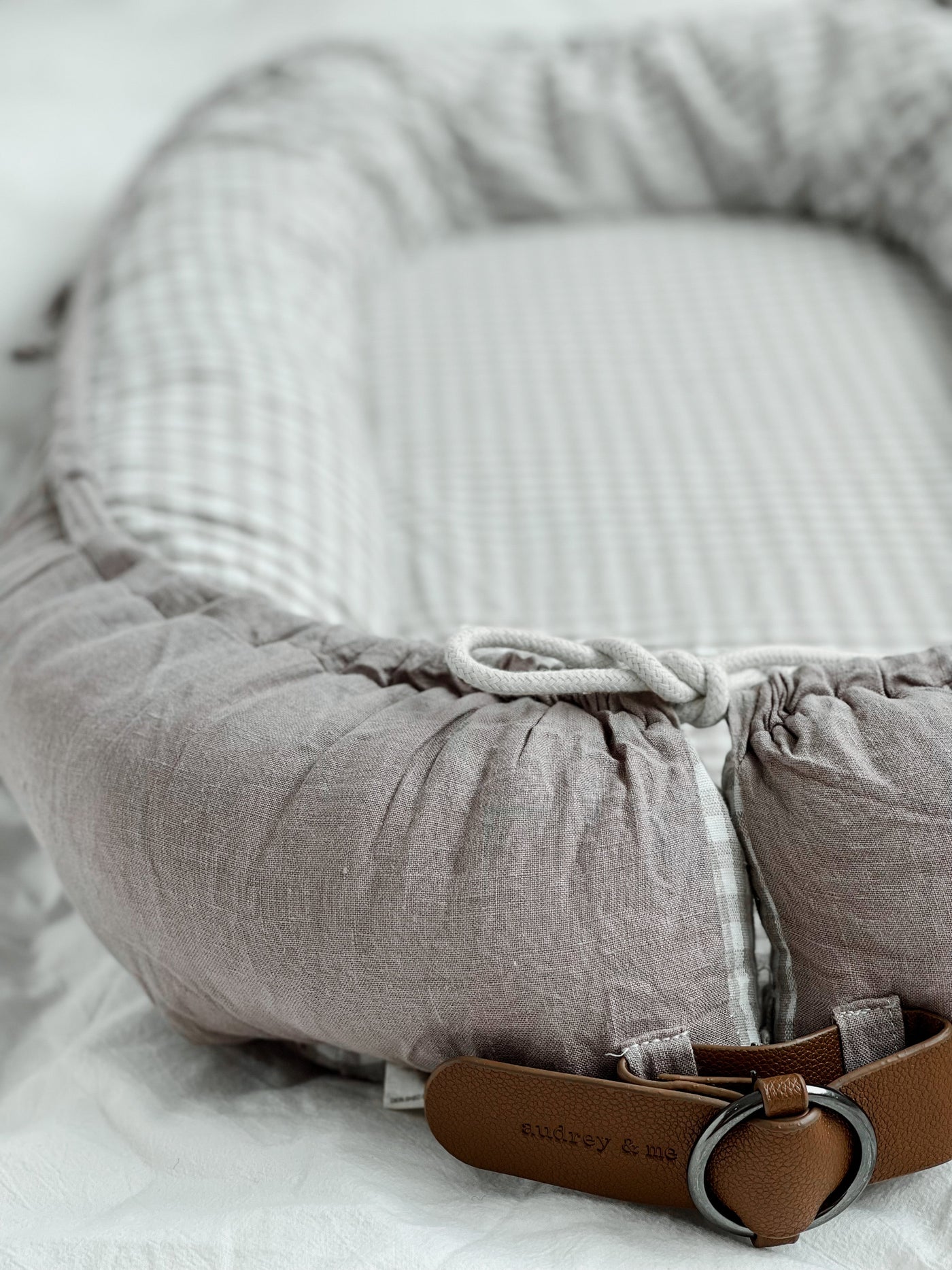 Cover Only - Stone Linen & Gingham - Audrey & Me