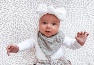Bandana Bib - Soft Grey Muslin - Audrey & Me