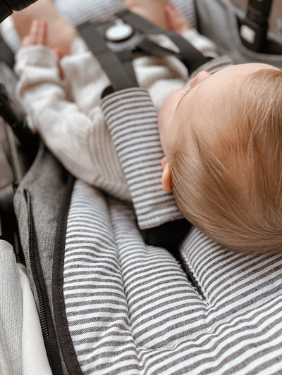 Pram Liner - Midnight Stripe Linen - Audrey & Me