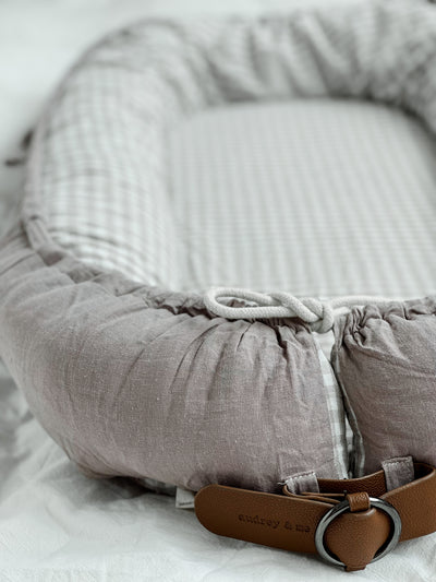 Baby Nest - Stone Linen & Gingham - Audrey & Me