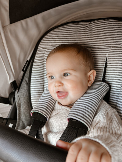 Pram Liner - Midnight Stripe Linen - Audrey & Me
