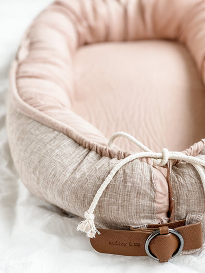 Baby Nest - Dusty Pink Linen & Stripe
