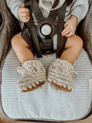 Pram Liner - Hamptons Stripe Linen - Audrey & Me