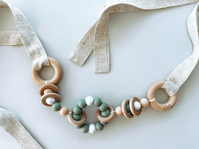 Pram Garland - Sage Natural Linen - Audrey & Me