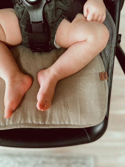Sand Gingham & Sand Linen Pram Liner - Audrey & Me