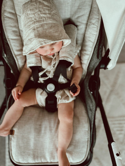 Natural & Sand Stripe Uppababy Pram Liner - Ready to go - Audrey & Me