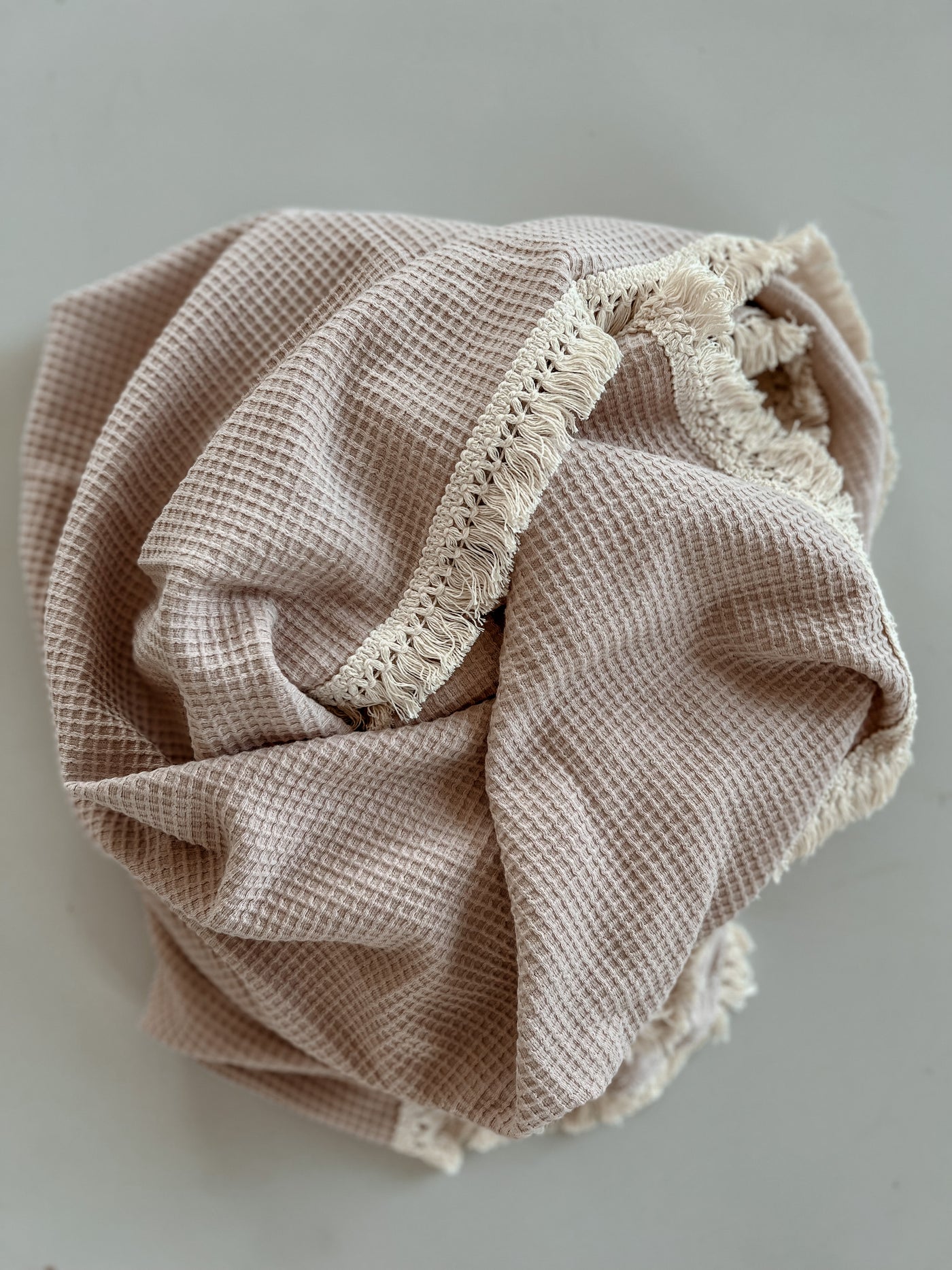Waffle Fringe Blanket - Dusty Lavender