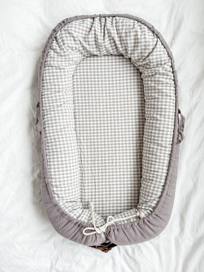Baby Nest - Stone Linen & Gingham - Audrey & Me