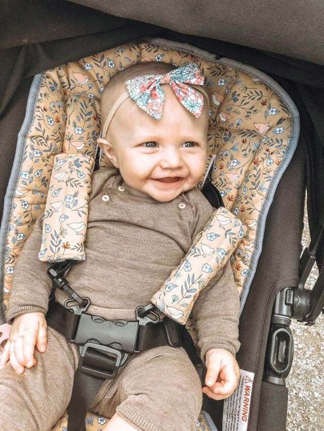 Pram Liner - Love Birds Tan - Audrey & Me